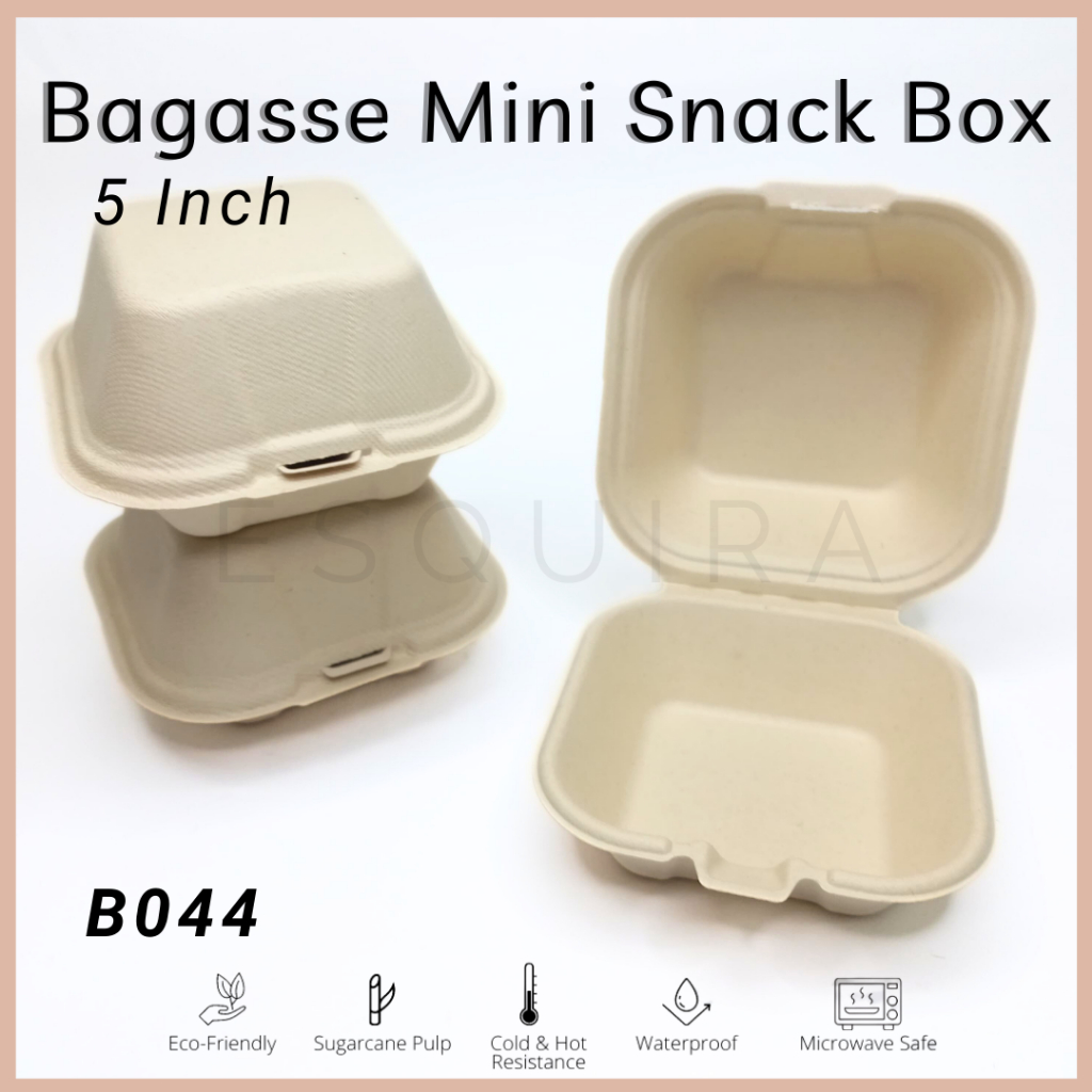 Jual Bagasse Snack Box / Sugarcane Food Packaging / Mini Burger Box 5 ...