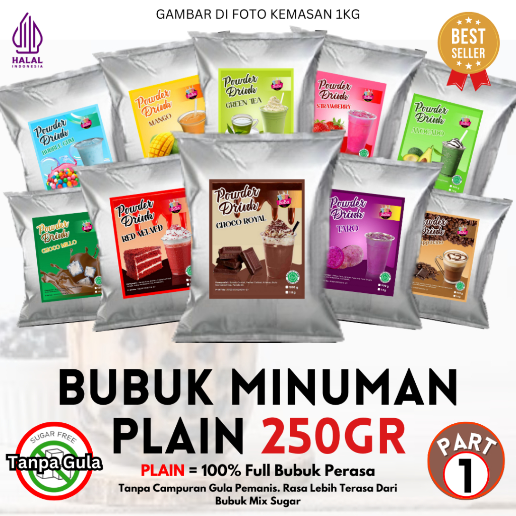 Jual Bubuk Minuman Rasa PLAIN 250gr Serbuk Minuman Kekinian | Shopee