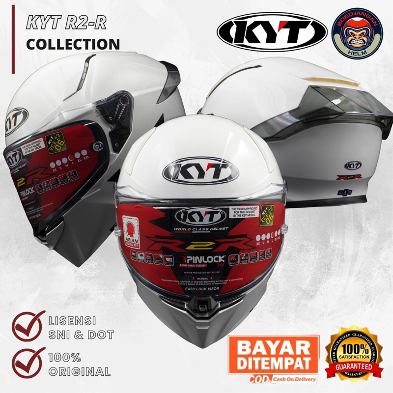 Jual HELM KYT R2R CLASSIC SOLID PLAIN WHITE / KYT R2R PUTIH GLOSSY