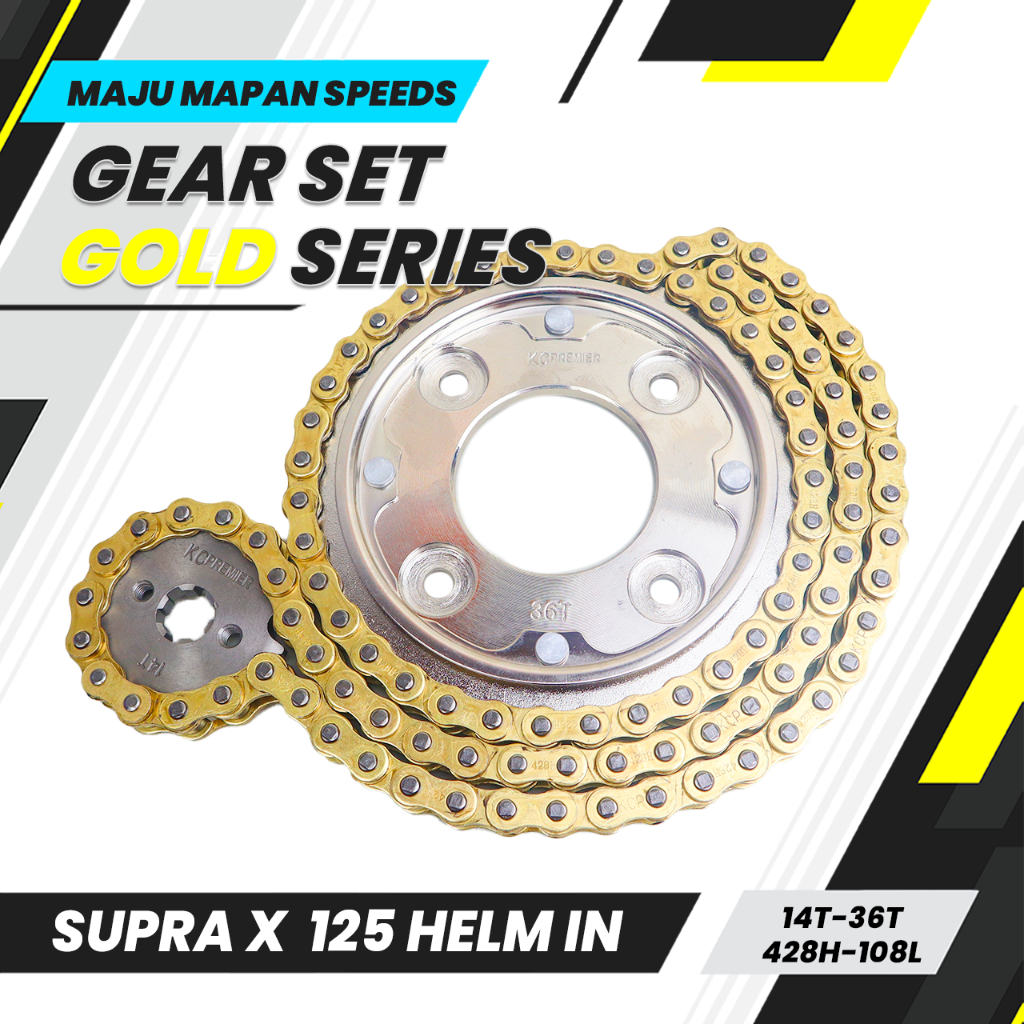 Jual Gear Set Supra X 125 Helm In 14T36T 428HG108l Model SSS Merk KC