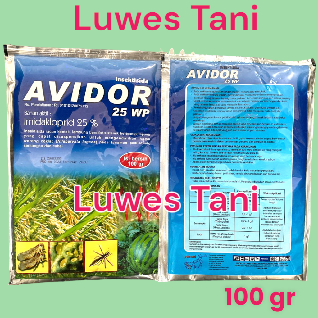 Jual AVIDOR 25 WP 100 GRAM INSEKTISIDA HAMA WERENG kutu trips | Shopee ...