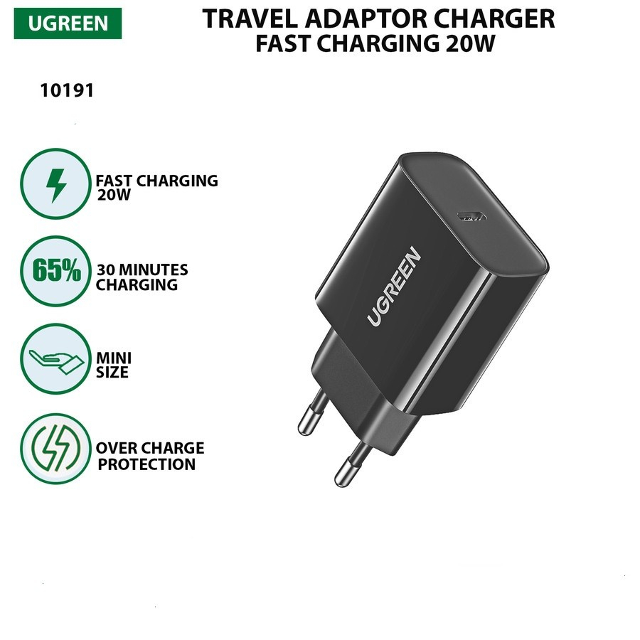 Jual UGREEN Wall Kepala Charger iPhone MFi Fast Charging 20W USBC PD