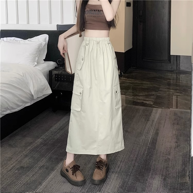 Jual Emily Rok-Kekinian Korean Fashion New Highwaist Rok Midi Cargo ...