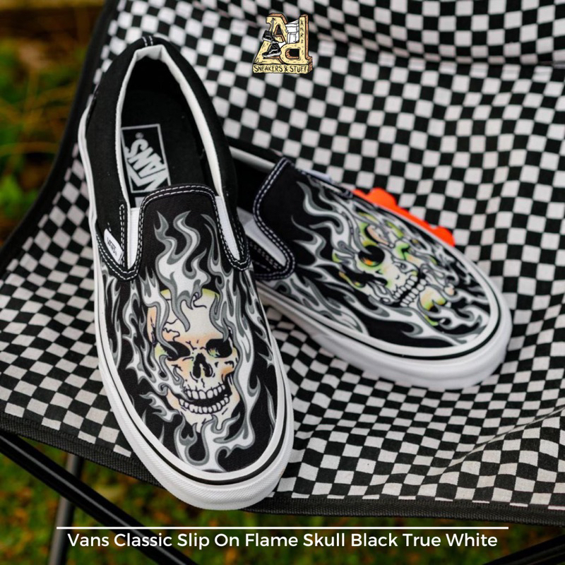 日本未発売 Vans Slip-On どい Flame Skull 30cm