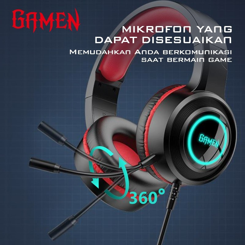 Jual GAMEN Gaming Headphone Gaming GH100 Black For PC / Handphone ...
