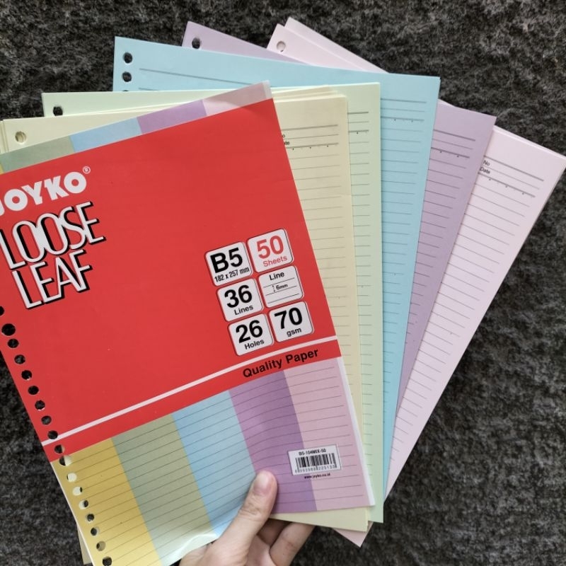 Jual Kertas Binder/ Loose Leaf WARNA B5 50lembar JOYKO | Shopee Indonesia