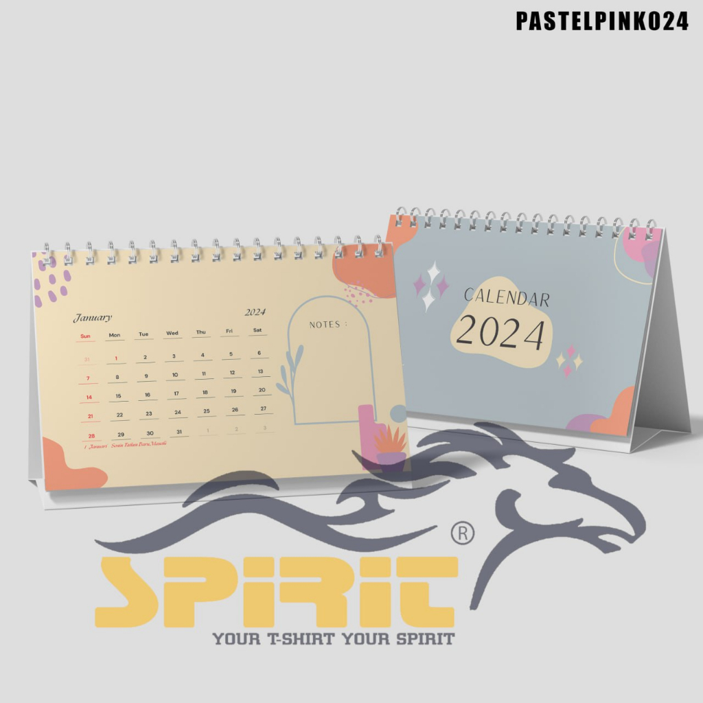 Jual Kalender Meja 2024 Estetik Spiral Hard Cover Kalender Meja Duduk