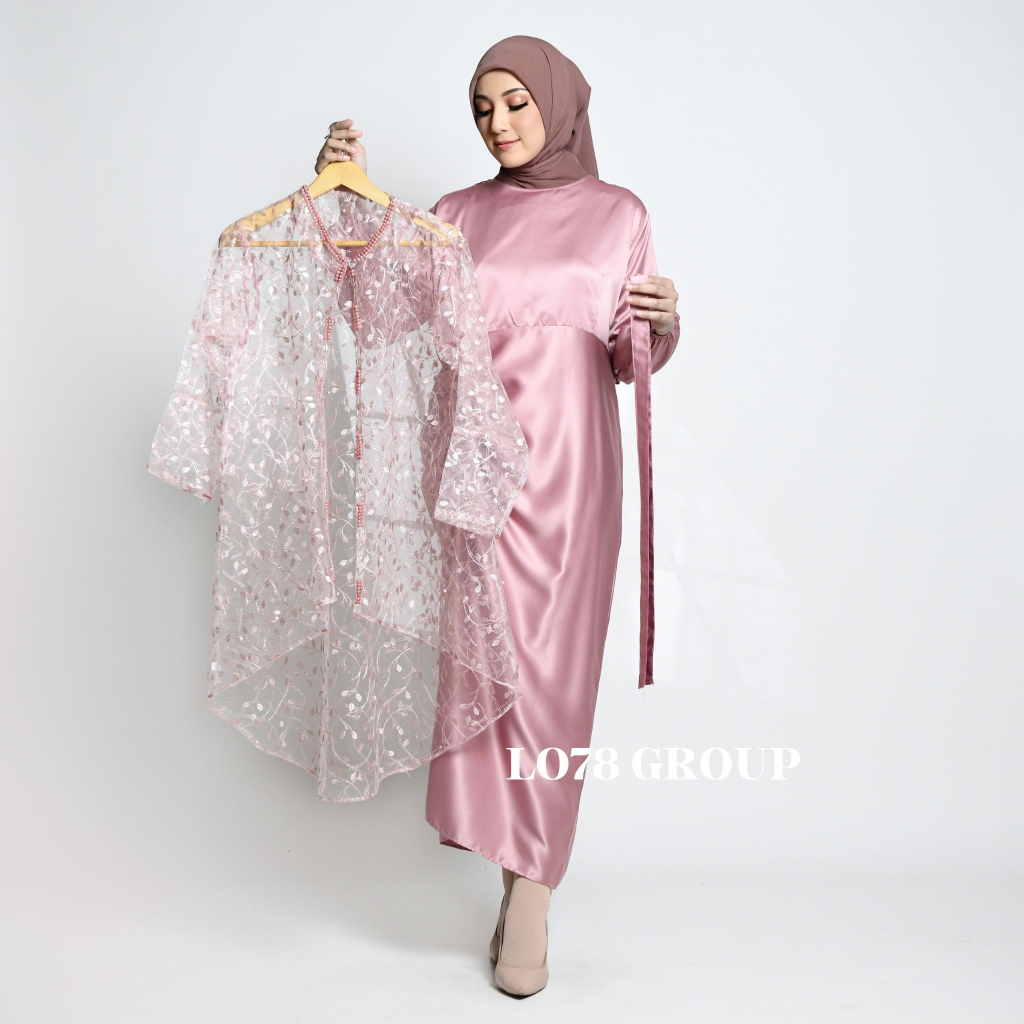 Jual Aghnia Dress Serut Clemira Outer Brukat Gamis Pesta Gamis