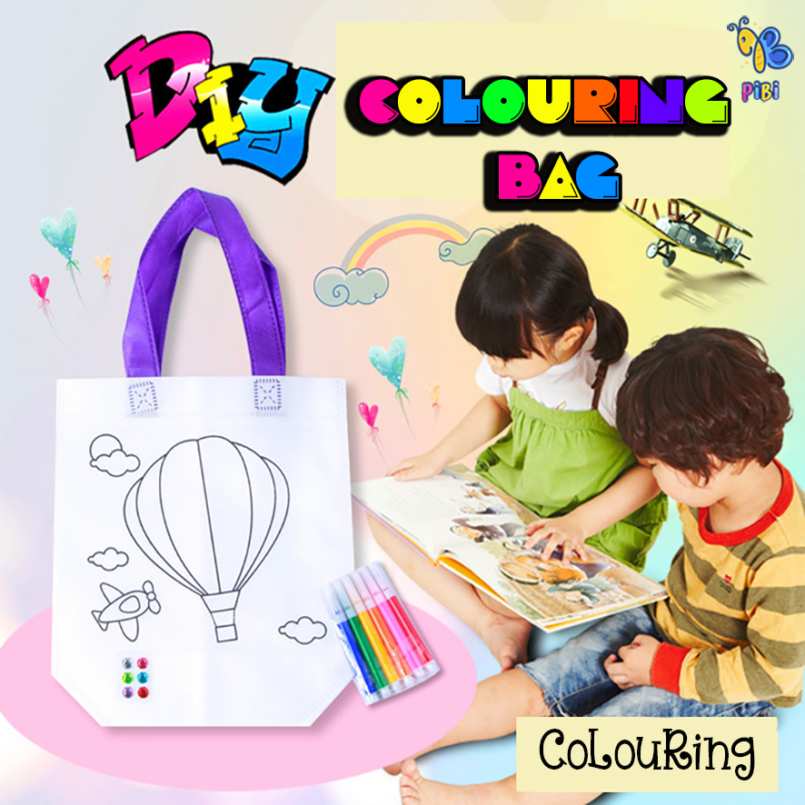 Jual PIBI - DIY Colouring Tote Bag / DIY Colouring Bag / Mewarnai Tas ...
