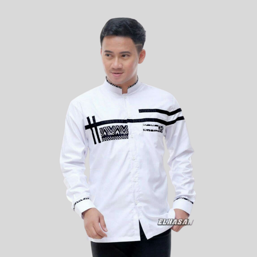 Jual Baju Koko Pria Lengan Panjang Motif Zoled Kombinasi Batik Warna ...