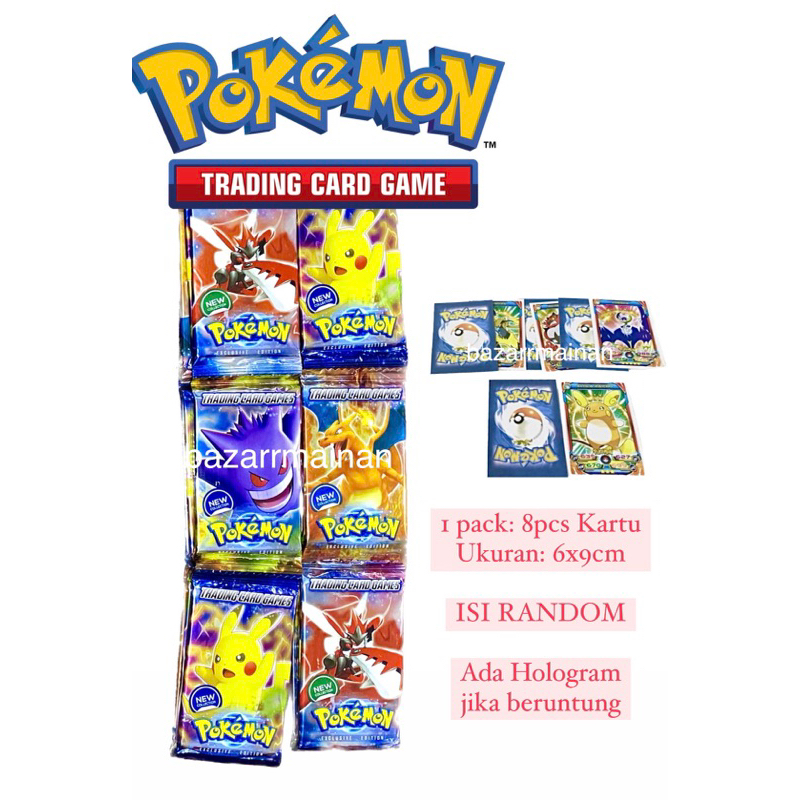 Jual [192 Kartu/24 sachet] Kartu Foil POKEMON New Trading Card Games