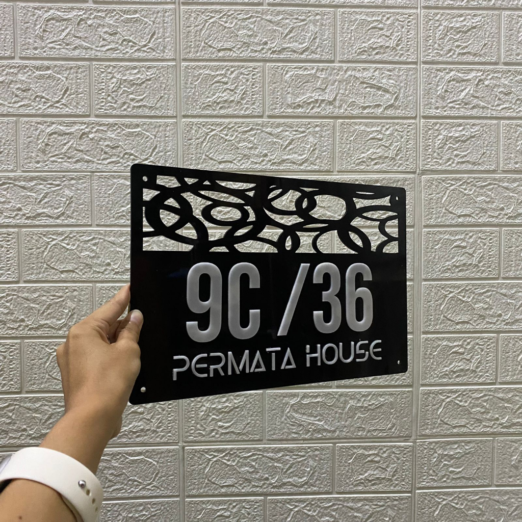 Jual Nomor Rumah Akrilik Laser Cut Timbul Pattern 30cm x 20cm | Shopee ...
