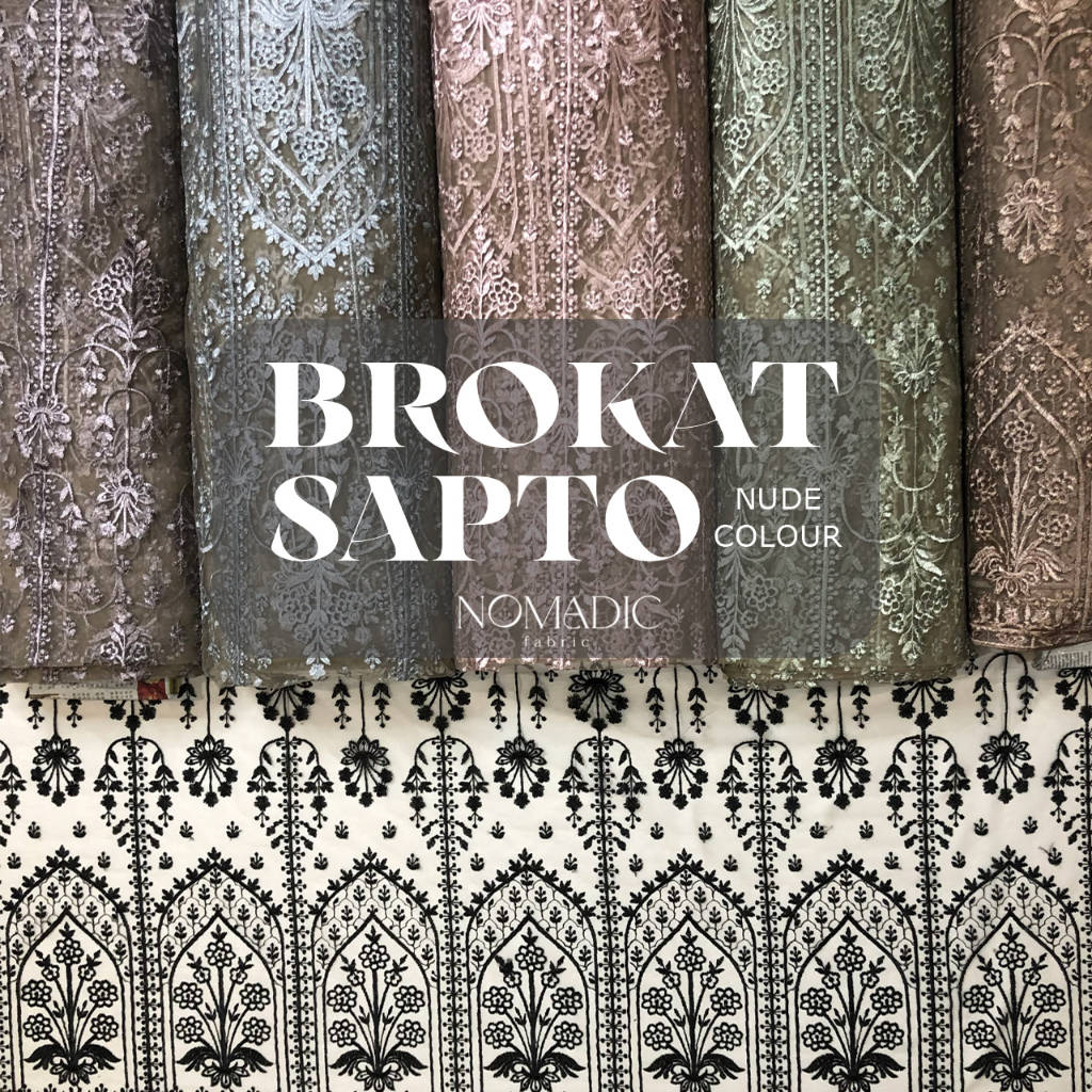 Jual ½ Meter Kain Brokat Tile Sapto (Nude Colour) || Tule Sapto Warna ...