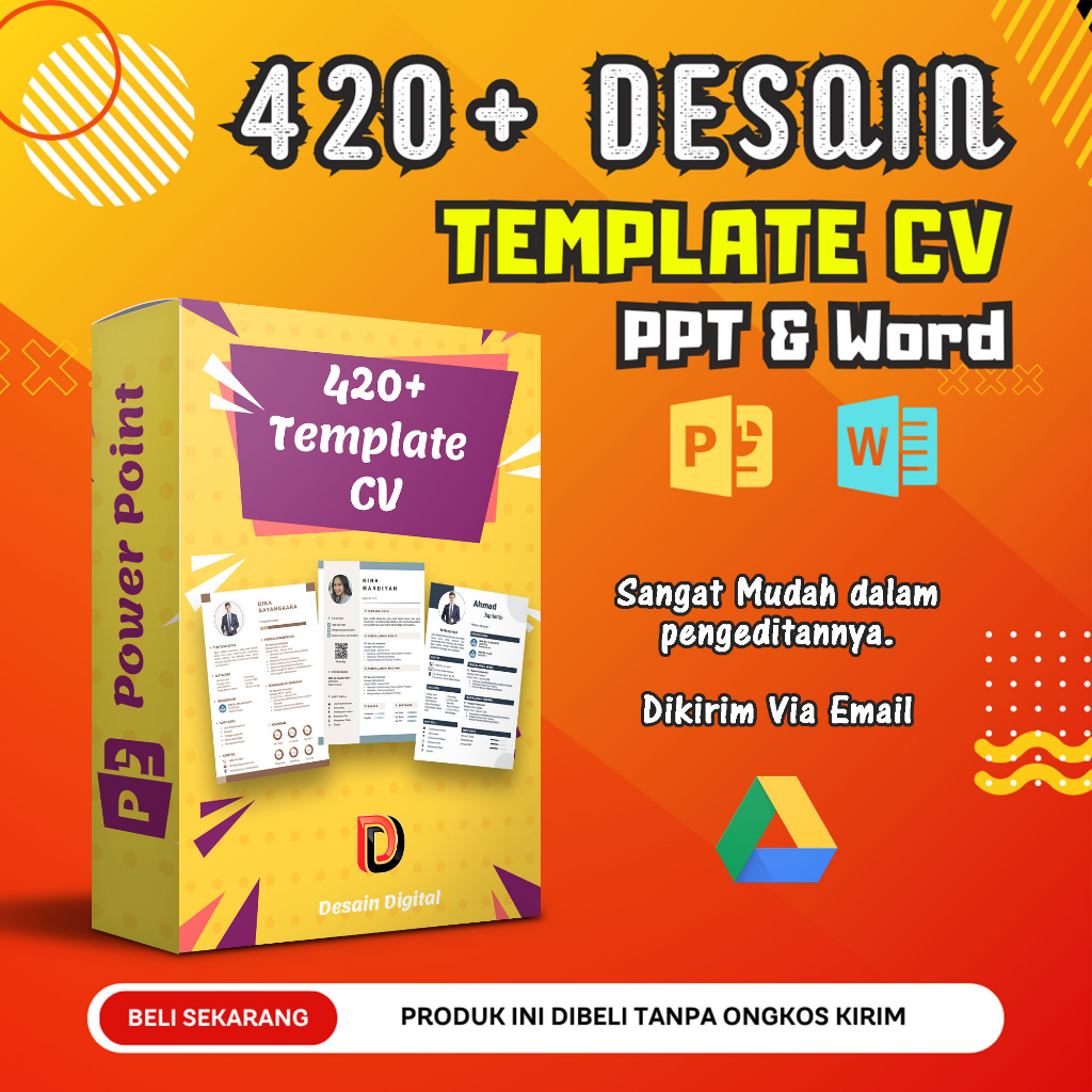 Jual Promo 420+ Template CV Curriculum Vitae Format Power Point dan