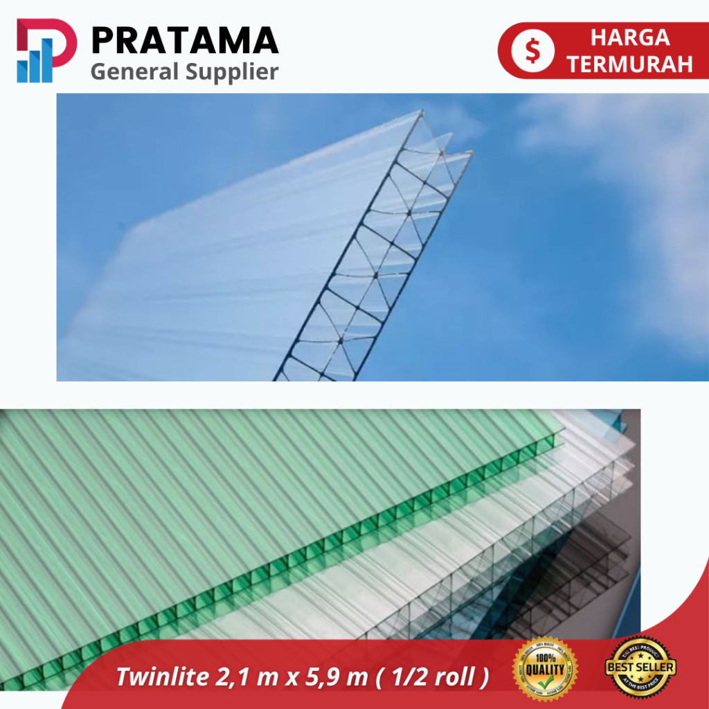 Jual Polycarbonate Twinlite Atap Transparan 2,1 M X 5,9 M ( 1/2 Roll ...