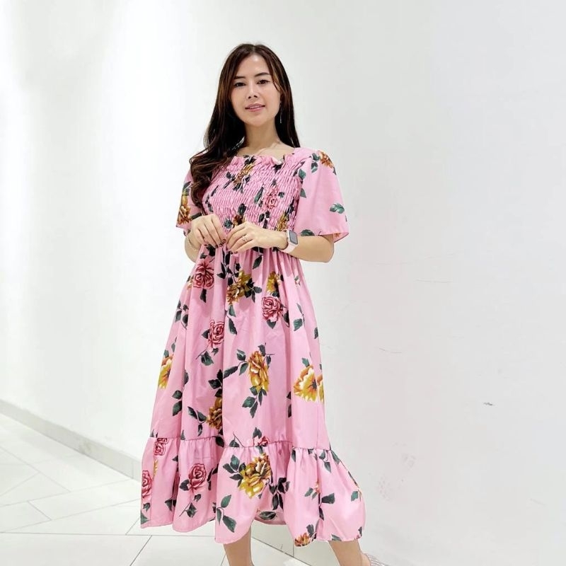 Jual Dress Natasya Motif Bunga Kekinian Dress Wanita Motif Cod Shopee Indonesia