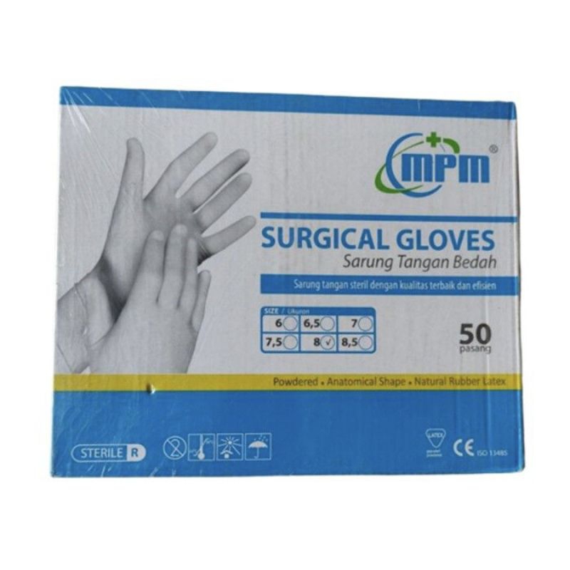 Jual Sarung Tangan Sterile Mpm Sterile Latex Surgical Gloves Handscoon Pre Powder Shopee 9223