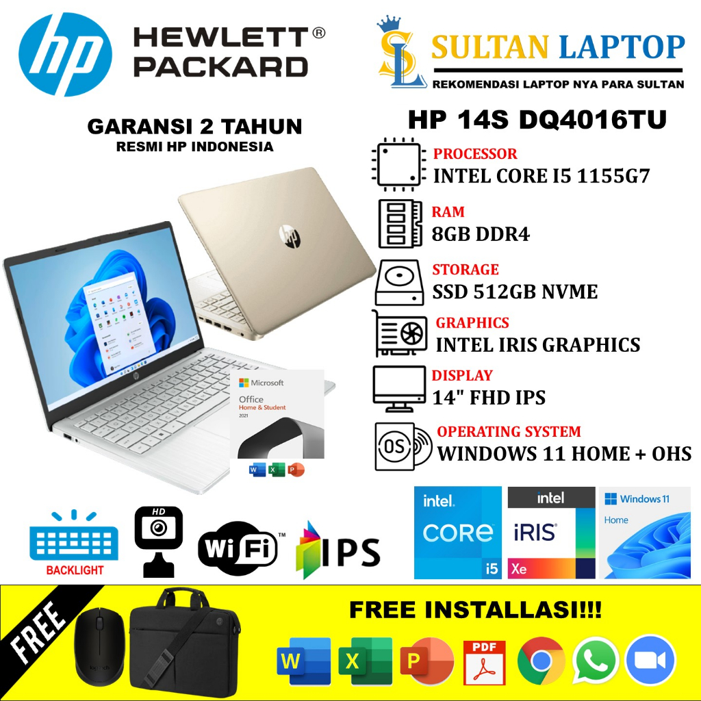 Jual Laptop Hp 14s Dq4016tu Intel I5 1155g7 8gb 512gb Ssd Iris Xe 14 Fhd Windows 11 Ohs 2021 1712