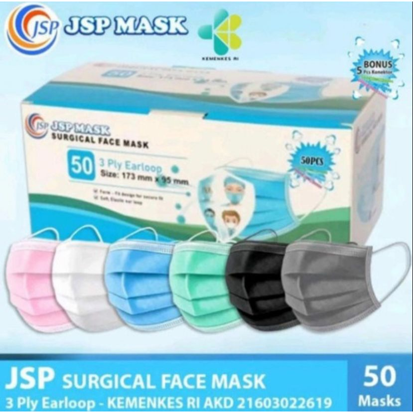 Jual MASKER EARLOOP JSP ISI 50PCS/ MASKER JSP PREMIUM | Shopee Indonesia