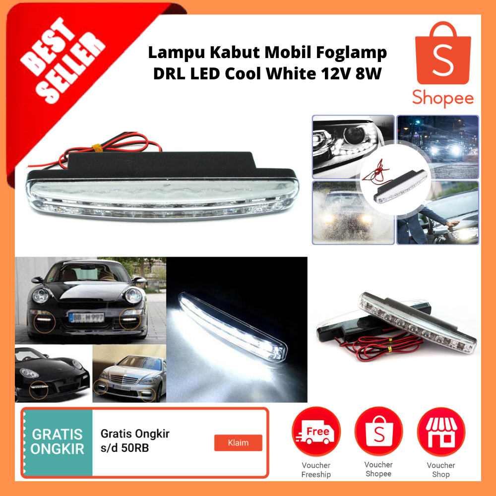 Jual Lampu Kabut Mobil Foglamp Drl Led Cool White 12v 8w Lampu Led Super Terang Daya Tinggi