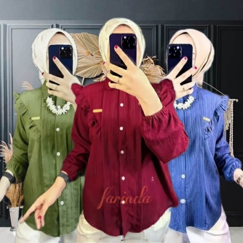 Jual Kemeja Inara Lady Crush Blouse Wanita Korean Style Atasan