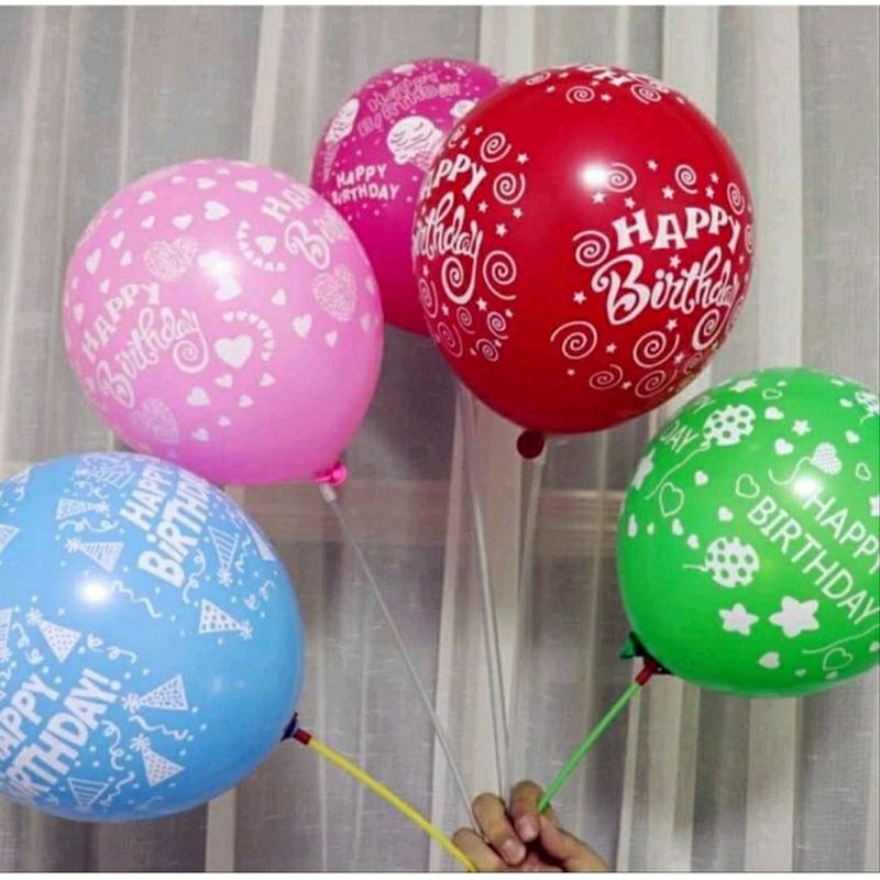 Jual balon hbd bulat/balon karet motif hbd(harga untuk 1pack 100pc ...