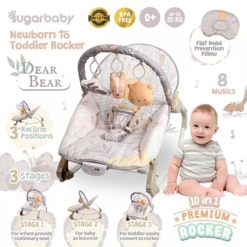 Jual sugar baby 10 in 1 premium rocker / bouncer | Shopee Indonesia