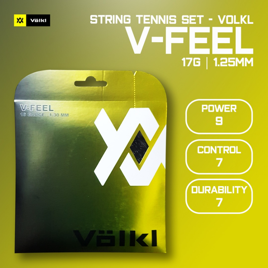 Völkl V-Feel Tennis String Set-17G-Black/Silver Spiral