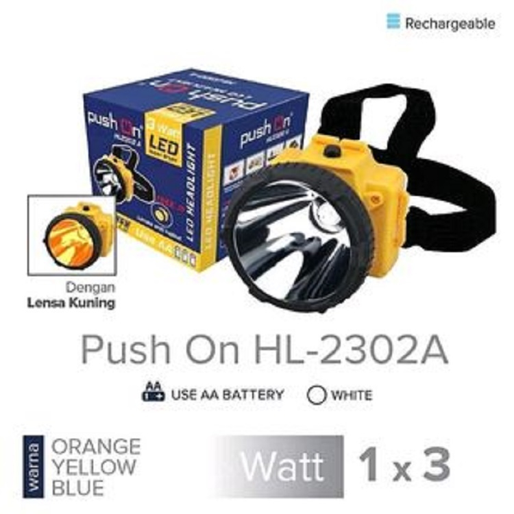 Jual Senter Kepala Baterai Led Watt Push On Hl Head Light Aa Headlamp Cahaya Putih Kuning