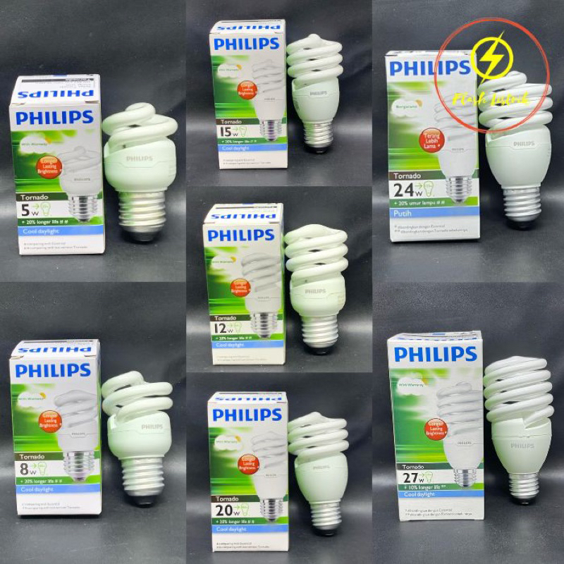 Jual [Philips] Lampu Tornado Philips 5w 8w 12w 15w 20w 24w 27w Tornado ...