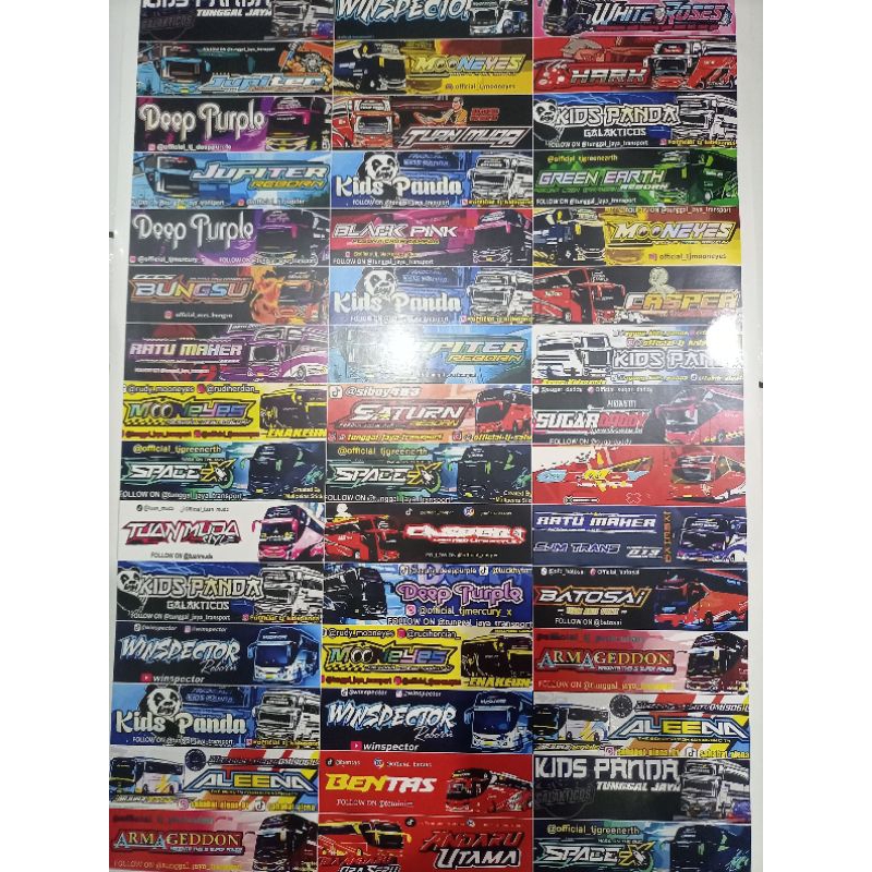 Jual sticker bus basuri kids panda 1 lembar isi 45 kotak sticker bus ...