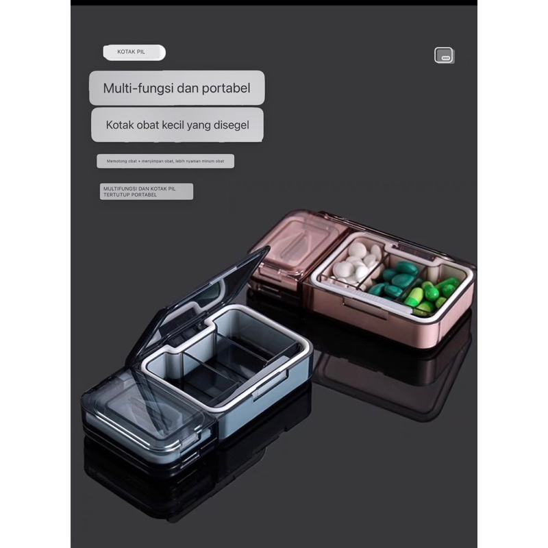 Jual Kotak Obat Plastik Travel Pill Box Organizer Pil Cutter Crusher ...