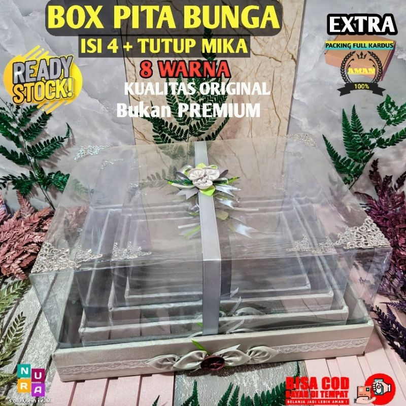 Jual Box Hantaran Seserahan 1 Set Isi 4 Lengkap Tutup Mika Kotak Mahar Pernikahan Model Full 5476