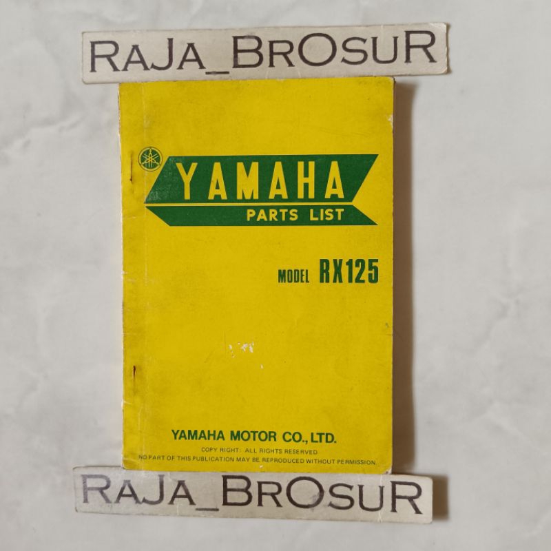 Jual Buku Parts Catalogue/Parts Catalog/Parts List/Manual Book Yamaha