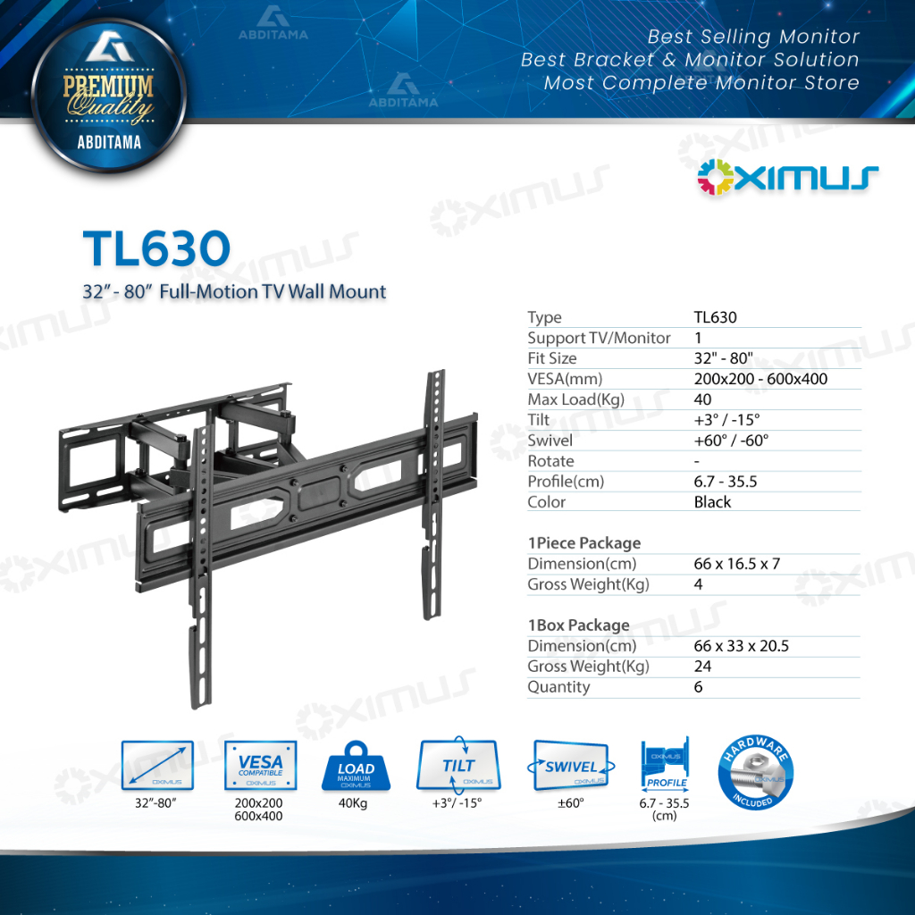 Jual Bracket Tv Led Lcd Monitor Oximus Tl Full Motion Tv