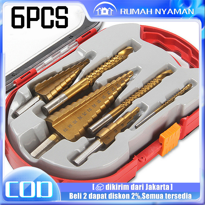 Jual Mata Bor Pagoda Untuk Baja 3/6pcs Pcs Spiral HSS Steel Titanium ...