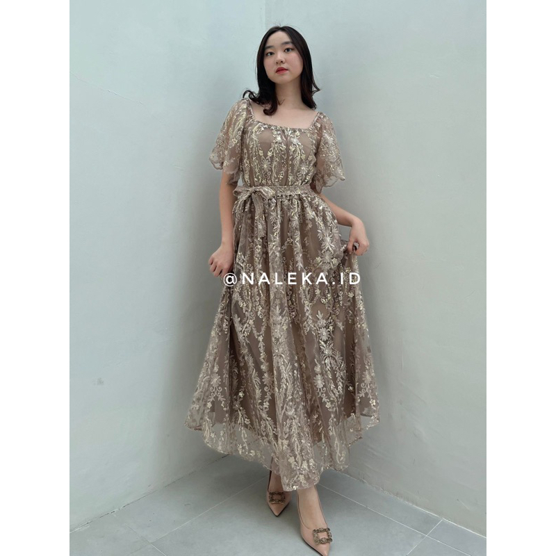 Jual ( N179 ) long dress pesta kondangan premium full brukat dress part