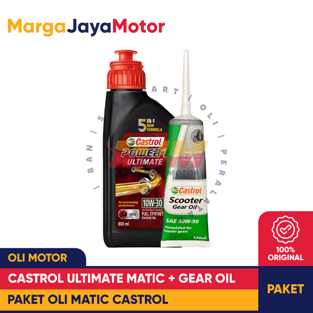 Jual Paket Oli Castrol Power1 Ultimate Matic 0.8L + Castrol Gear Oil