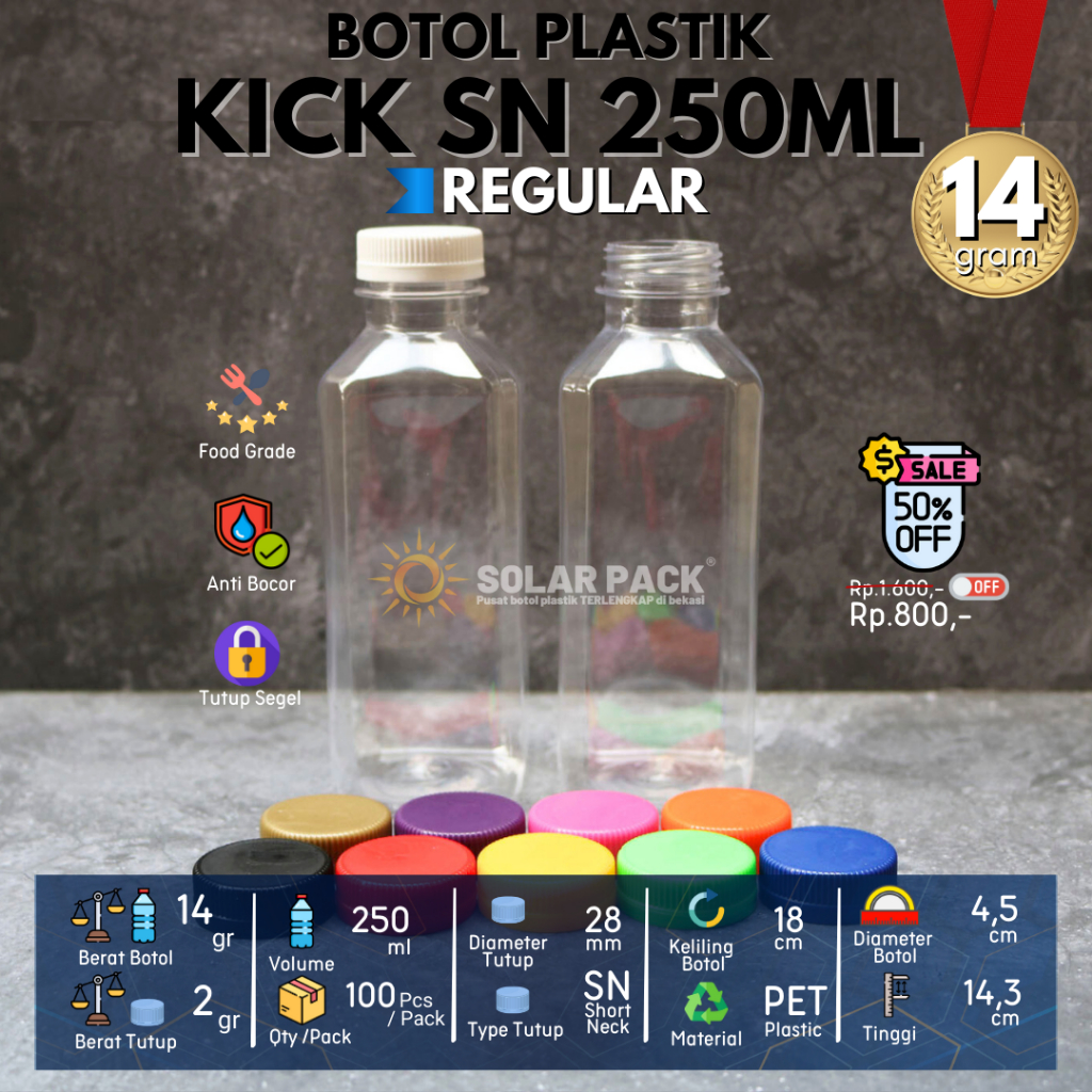 Jual Botol plastik PET 250ml kick kotak minuman mineral jus susu kopi ...