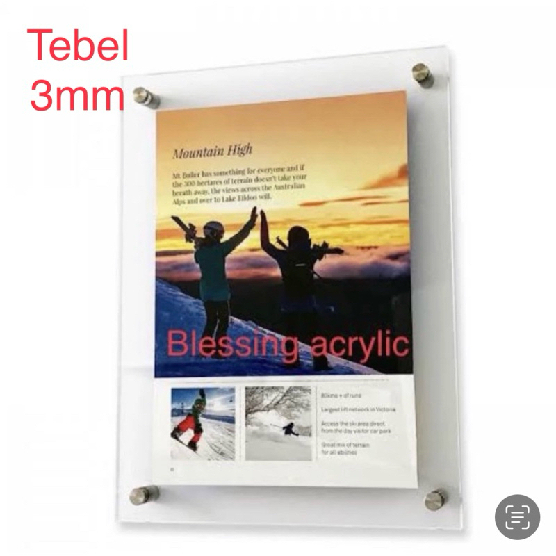 Jual acrylic frame poster wall display 3mm ukuran 110 cm x 80 cm
