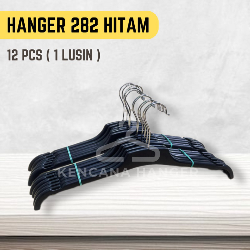 Jual 12 Pcs Hanger Gantungan Plastik 1lusin 282 Hitam Gantungan Baju Berkualitas Hanger 8023