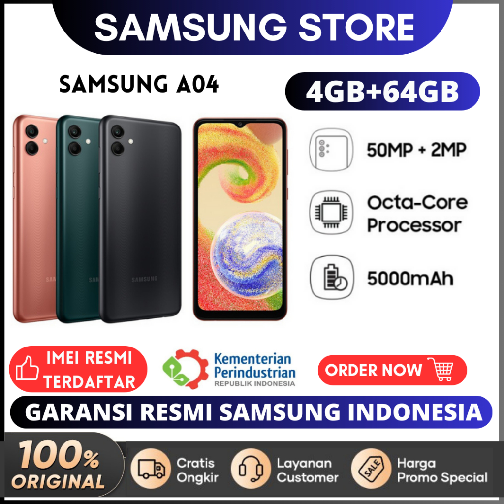 Jual Samsung Galaxy A04 4/64 GB - | Garansi Resmi 1 Tahun | Samsung A04 ...