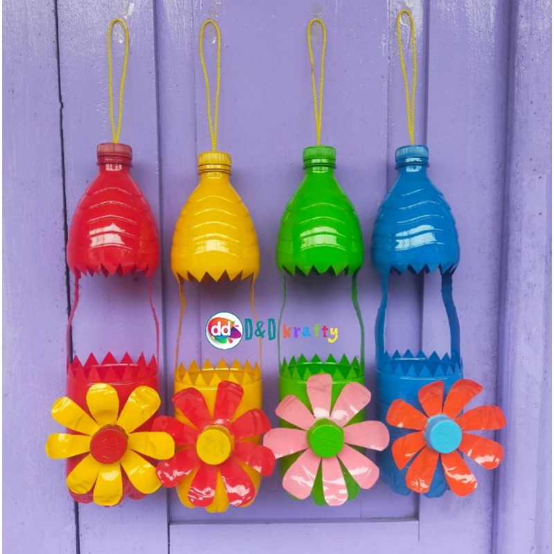 Jual prakarya kerajinan daur ulang botol bekas 1,5lt (pot gantung