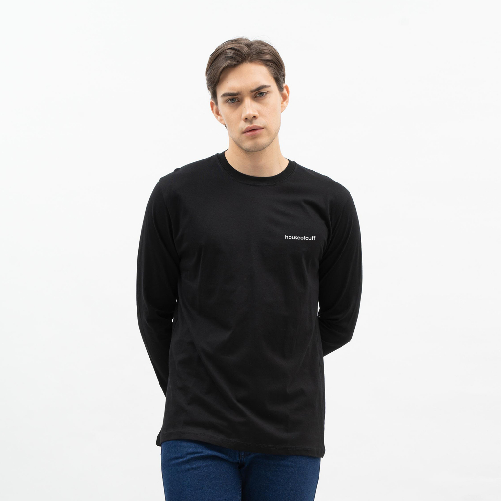 Jual Kaos polos lengan panjang cotton hitam putih semua warna | Shopee