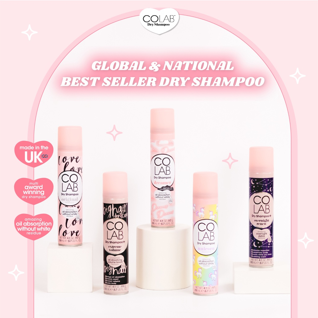 Jual COLAB Dry Shampoo Original COLAB Dry Shampoo+ Overnight Renew