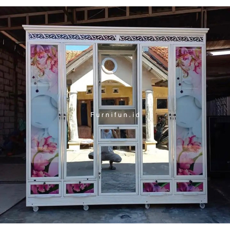 Jual Lemari Motif Kaca Jumbo / Lemari Kaca / Lemari Aluminium / Lemari