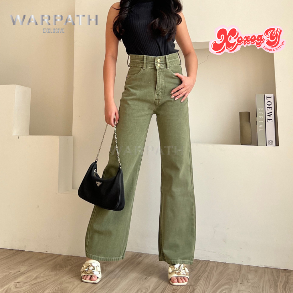 Jual Warpath Highwaist Double Kancing Straight Loose Jeans Army Xoxogy Celana Kulot Jeans