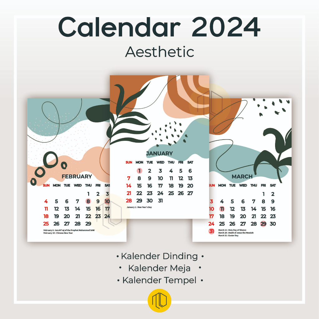 Jual KALENDER MURAH KALENDER DINDING TEMPEL 2024 AESTHETIC TEMPEL TEMA ...
