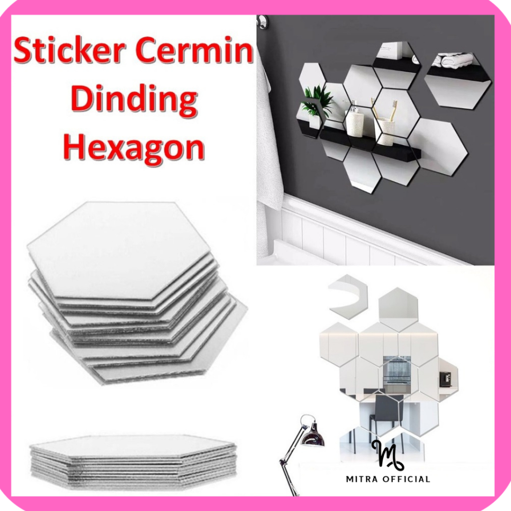 Jual Stiker Cermin Dinding Anti Pecah Segi Enam Tempel Sticker Kaca ...