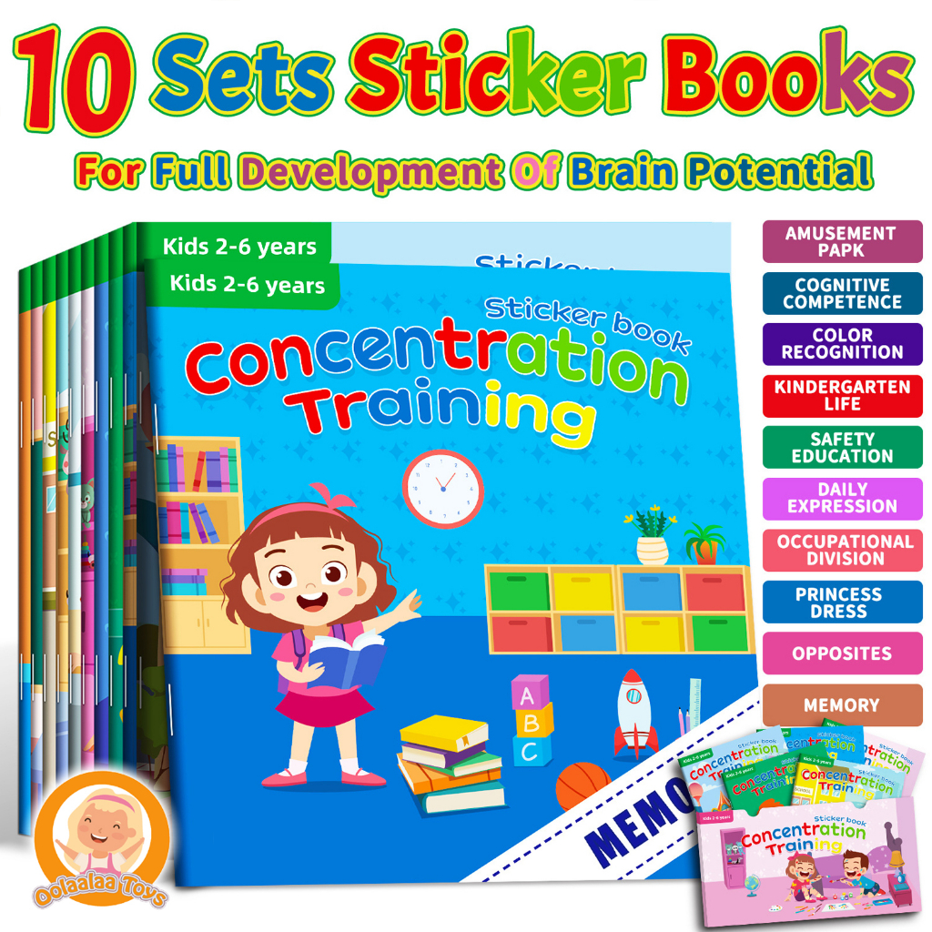 Jual Oolaalaa - Concentration Training Sticker Book / Buku Sticker anak ...